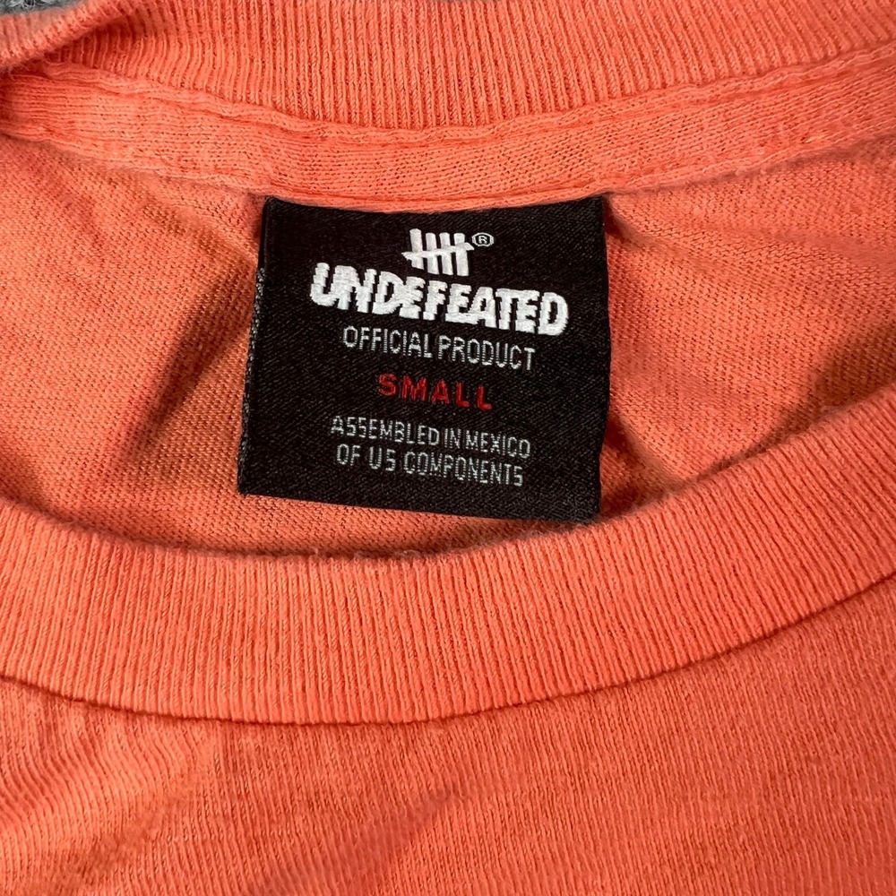 Undefeated Mens Zebra U Logo Graphic T-Shirt Peach Pink Small Streetwear Tee - Picture 5 of 7